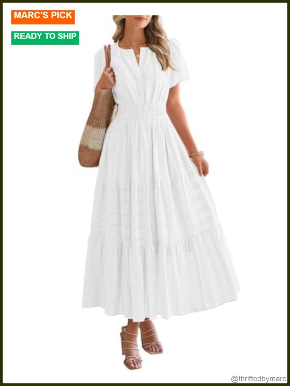 Women's Maxi Dress Short Sleeve V Neck Tiered Ruffle Boho Summer